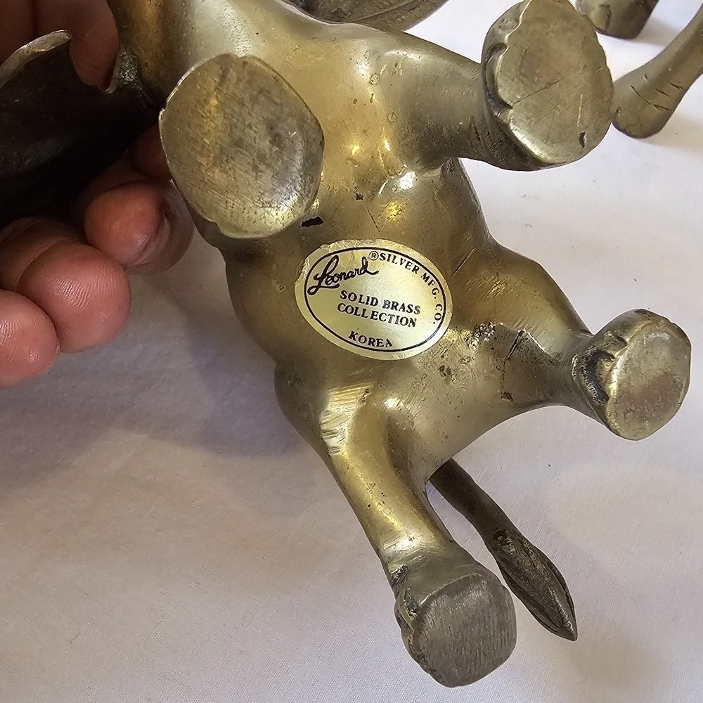 Set Of Three Vintage Brass Elephant MCM Figure Sculpture - Picture 4 of 7